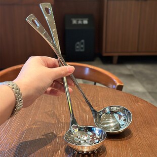 长柄盛汤勺火锅漏j勺!1810不锈钢家用粥勺大号稀饭汤匙分餐粥勺子