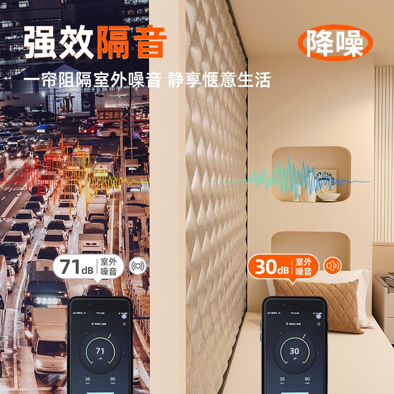窗户隔音神e器临街卧室窗帘超强马路密封遮光吸音降噪防吵超厚静