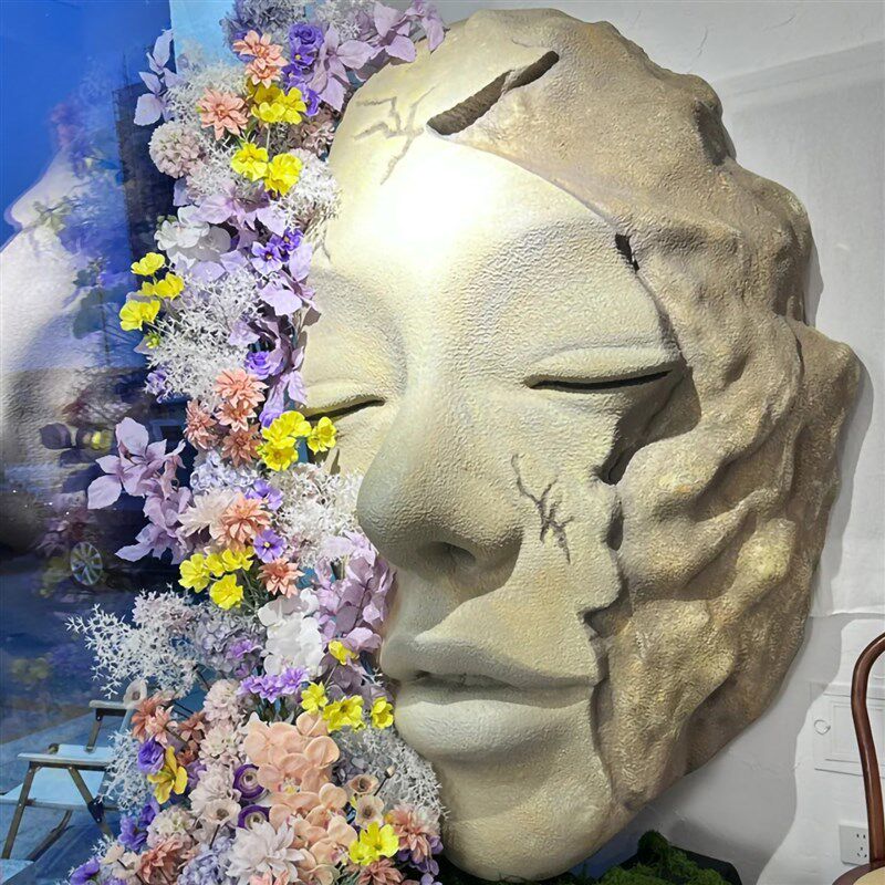 巨型人脸泡沫雕塑商场酒吧艺术馆面具装饰雕塑咖啡店IWP人像墙雕