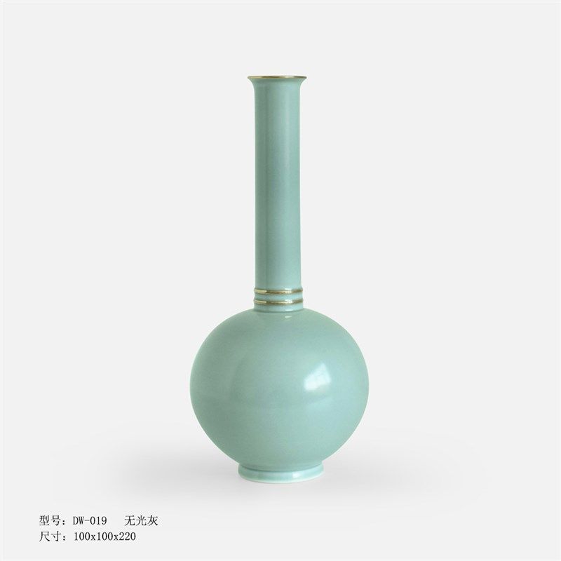 新中式轻法花瓶陶瓷禅意花器摆件日式侘寂风观音瓶博古架批量定制