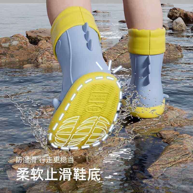 儿童雨鞋加绒冬i季女孩男童冬天加厚学生上学专用防滑雨靴水鞋长