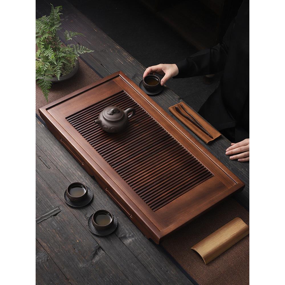 陶福气 胡桃木茶盘 家用新款茶具干泡茶台小型实木储水式排水托盘