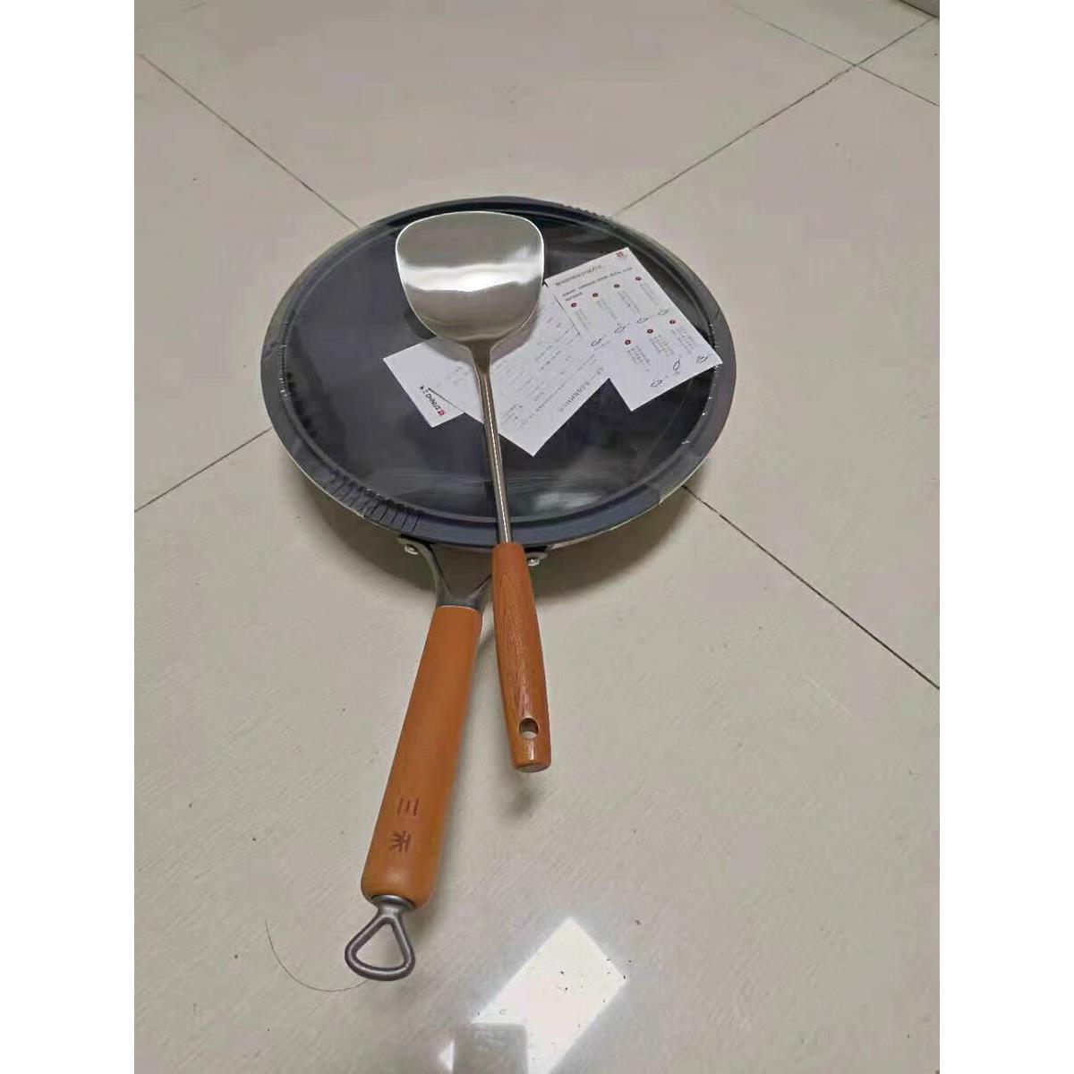 【全新正品】三禾不锈钢锅铲家用厨房炒菜加厚铁铲煎铲木手柄防烫
