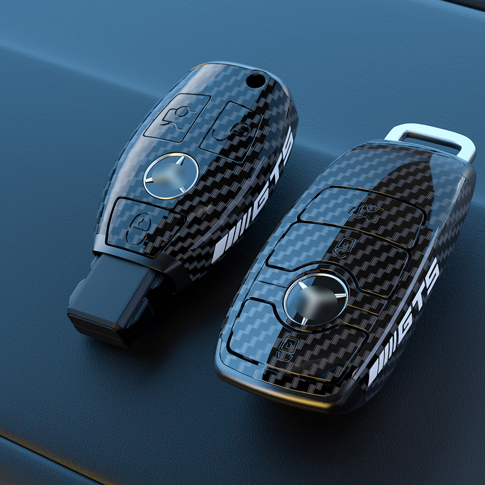 钥匙套新C级E级21款S级60L E300L A级VC汽车碳纤壳扣