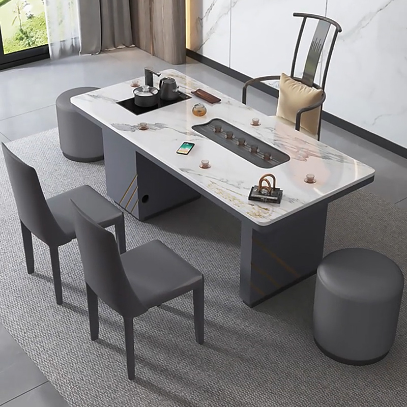 岩板轻奢茶桌g椅组合接待会客泡茶桌办公室全自动功夫泡茶台