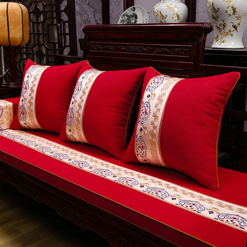 新中式木沙发垫红木椅子s坐垫沙发套罩实木家具靠背座垫罗汉床垫