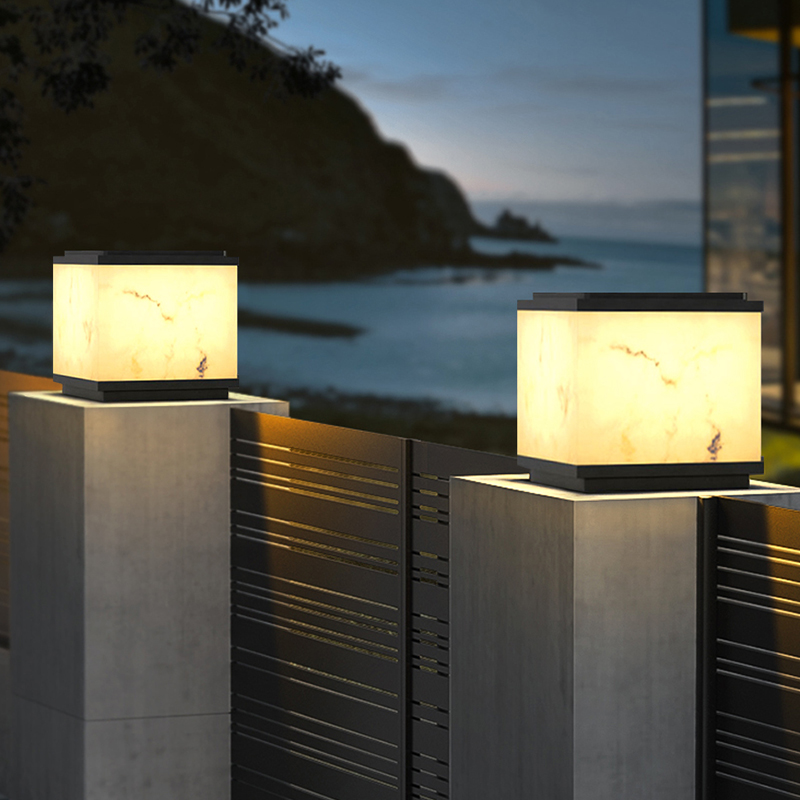 太阳能柱头灯户外庭院灯仿云w石防水大门围墙灯花园装饰柱子门柱