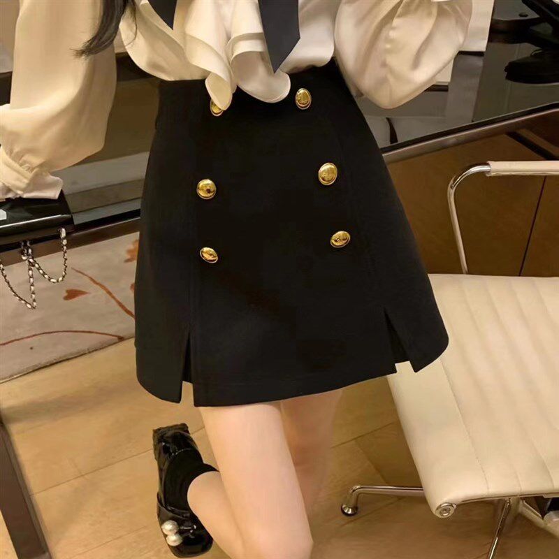 合适梨形身材开叉半身裙夏季遮胯显瘦大码设计感包臀西装短裙裤裙