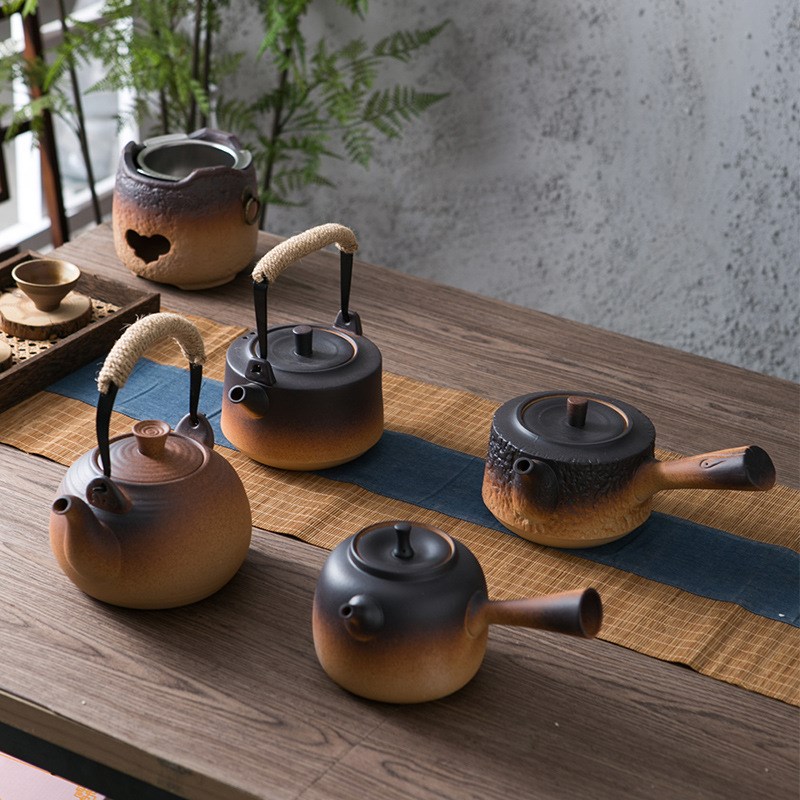 家用煮茶壶陶土壶陶瓷烧水壶窑变茶壶明火提梁壶侧把壶