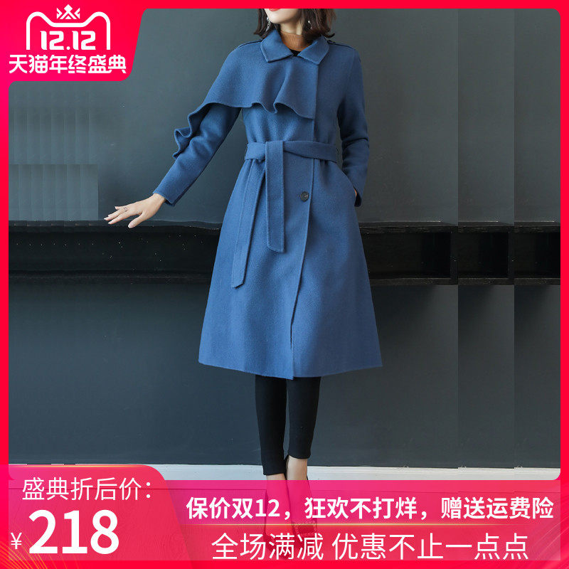 2021秋冬毛呢大衣女中长款学生森系韩版修身加厚呢子外套女小个子