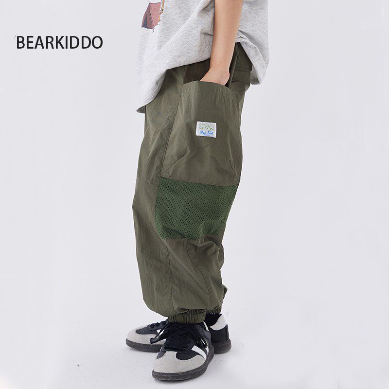 2024山系男童j薄款束脚防蚊裤儿童夏季新款柔软工装裤日系宽松休