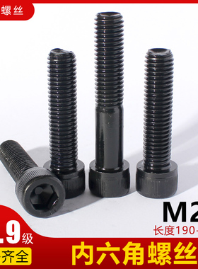 12.9级M22*190-400内六角螺丝螺栓高强度黑色六角螺丝钉加长螺钉