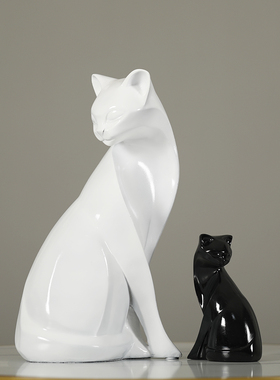 轻奢招财母子猫摆件客厅书柜z酒柜电视柜装饰品摆设样板间装饰