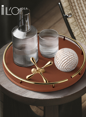 轻奢托盘样板间家m居摆件客厅玄关酒柜餐桌售楼处大堂软装饰品