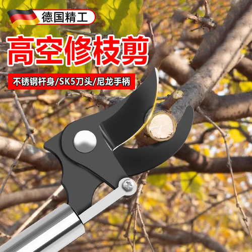 德国高空修枝剪伸缩剪树枝专用剪刀园艺果树不锈钢粗枝加长修枝剪