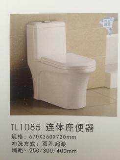 埃美柯TL1085双孔 超漩节水 坐便器 连体虹吸式  抽水马桶 坐厕
