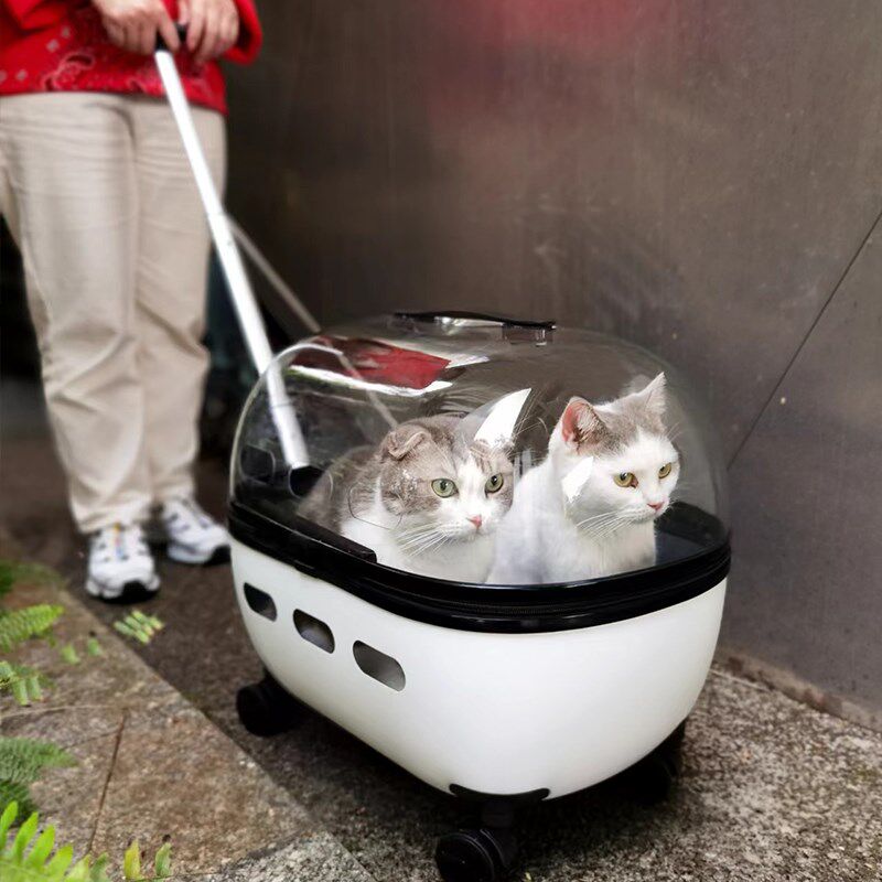 宠物拉杆箱猫包外出便携背包狗推车大容量遛猫箱子透明猫咪行李箱