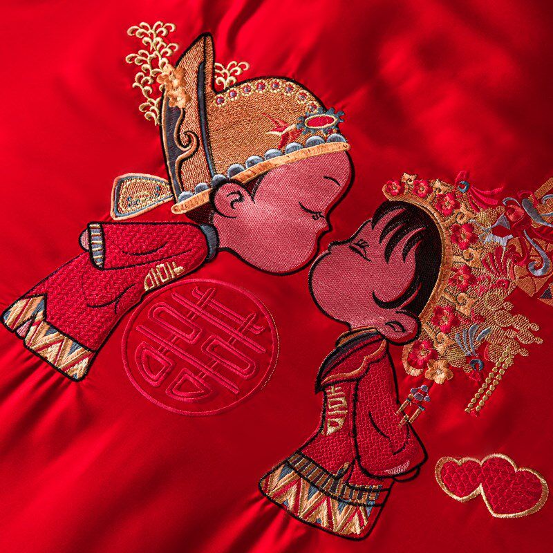 新款结婚被子婚庆被芯大红喜庆婚床女G方陪嫁乔迁送礼被褥棉被刺