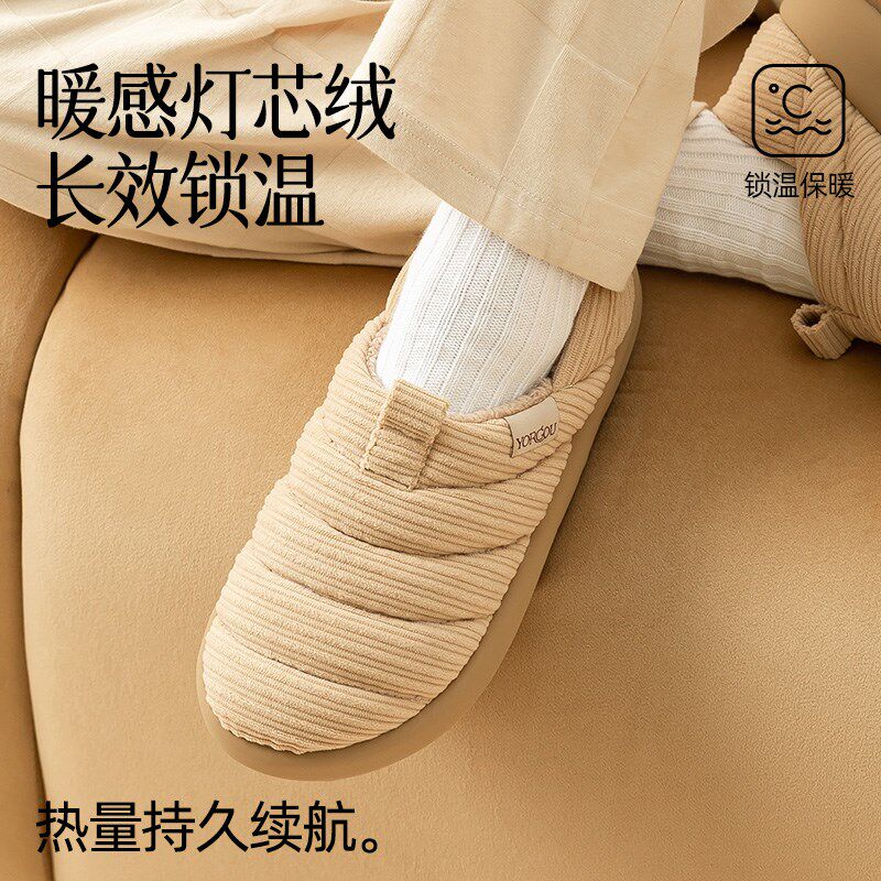 保暖包跟棉拖鞋女士秋冬季室内家居加绒厚底O棉鞋外穿防风防滑男