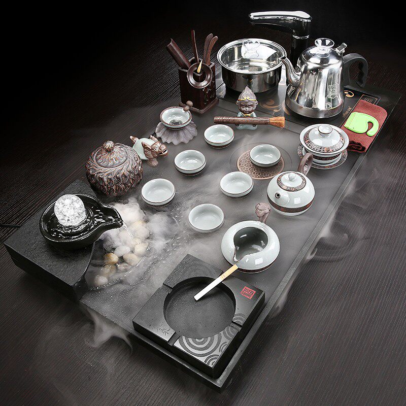 整块乌金石流水雾化茶盘功夫茶具套装G家用全自动办公泡茶大号茶