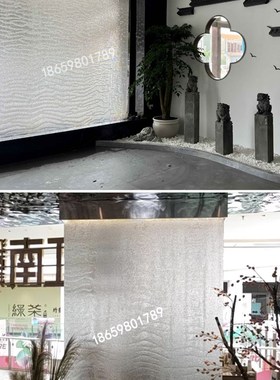 金属网水幕墙钢丝网水景帘瀑布简约水帘墙流N水背景墙喷泉钢网水