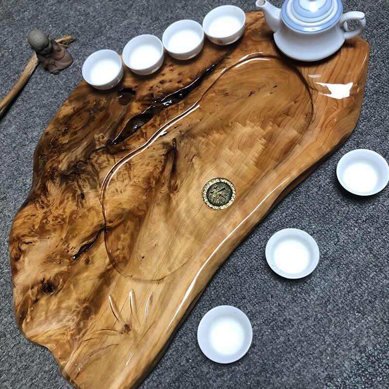 天然树根整块实木中式单层茶v盘茶海整体原木排水功夫茶具茶桌茶