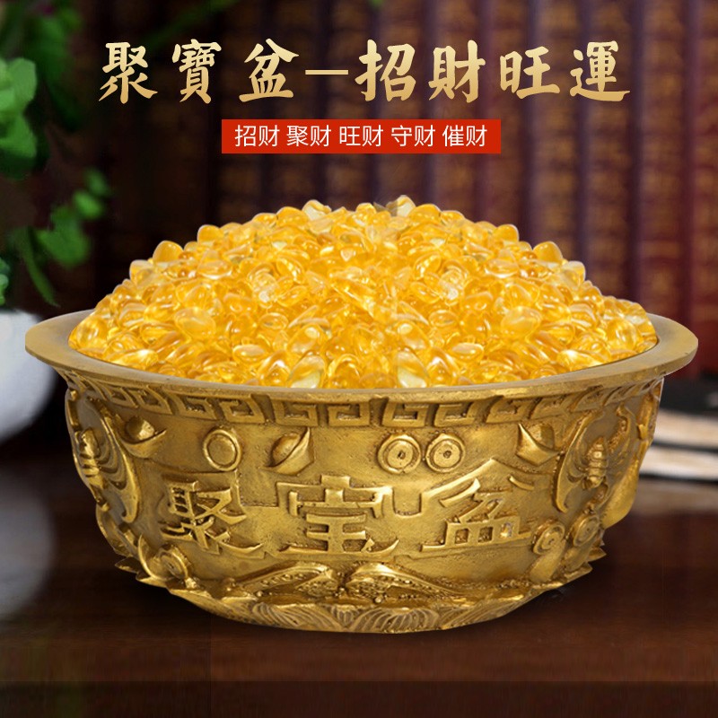一碗金聚宝盆h纯铜实心聚宝盆摆件开业家居聚财摆件工艺礼品