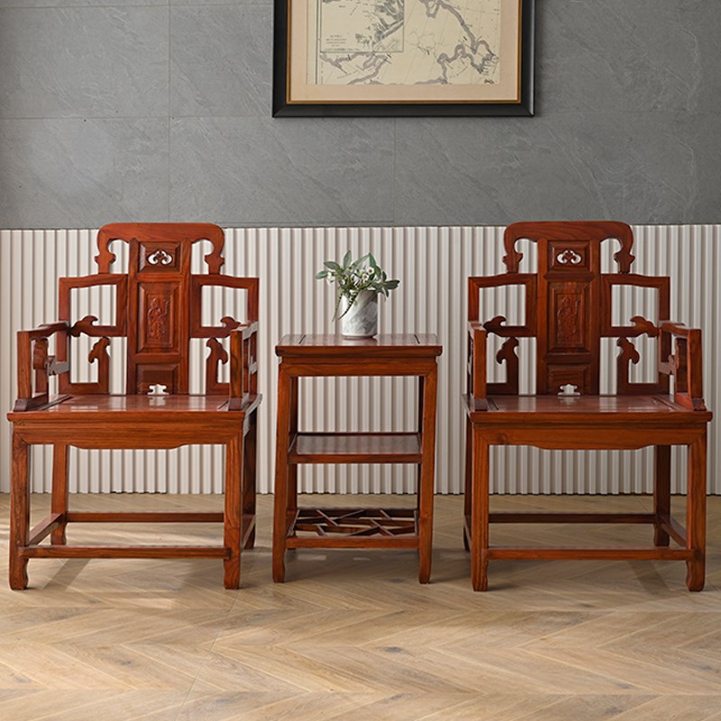 新中式实木椅子太师椅三件套圈椅皇宫椅官帽椅茶楼酒Y店餐椅主人