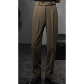 潮流简约高级感扣带竖纹P百搭气质直筒西裤 龙叨叨秋季 新款