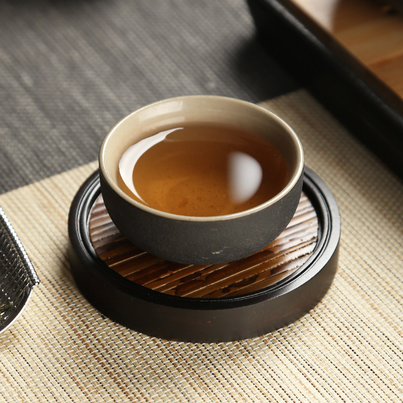 梅妃斑竹茶道茶杯垫日式杯托功夫茶具茶桌壶承隔热V餐垫子配件家