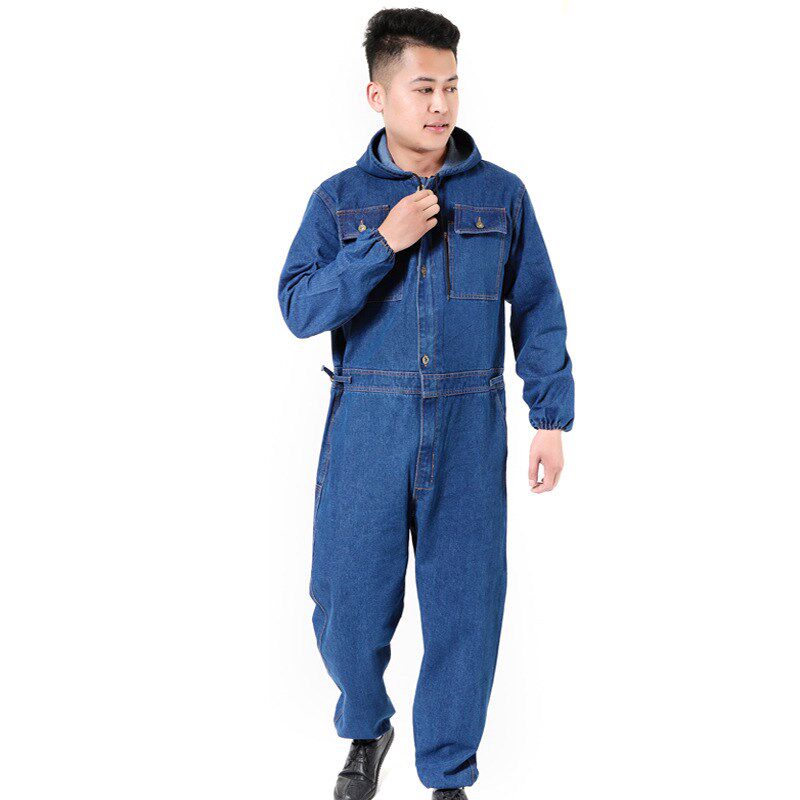 加厚牛仔连体衣工作服套装男耐磨电焊I工装汽修喷漆防尘劳保服