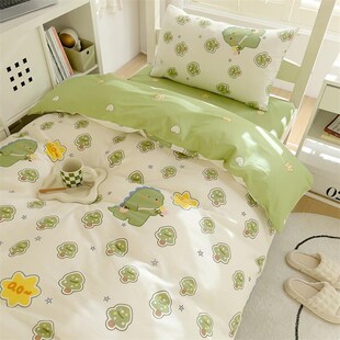 大学生宿舍床上三件套100全棉B男女生单人床单被套床品四件套3