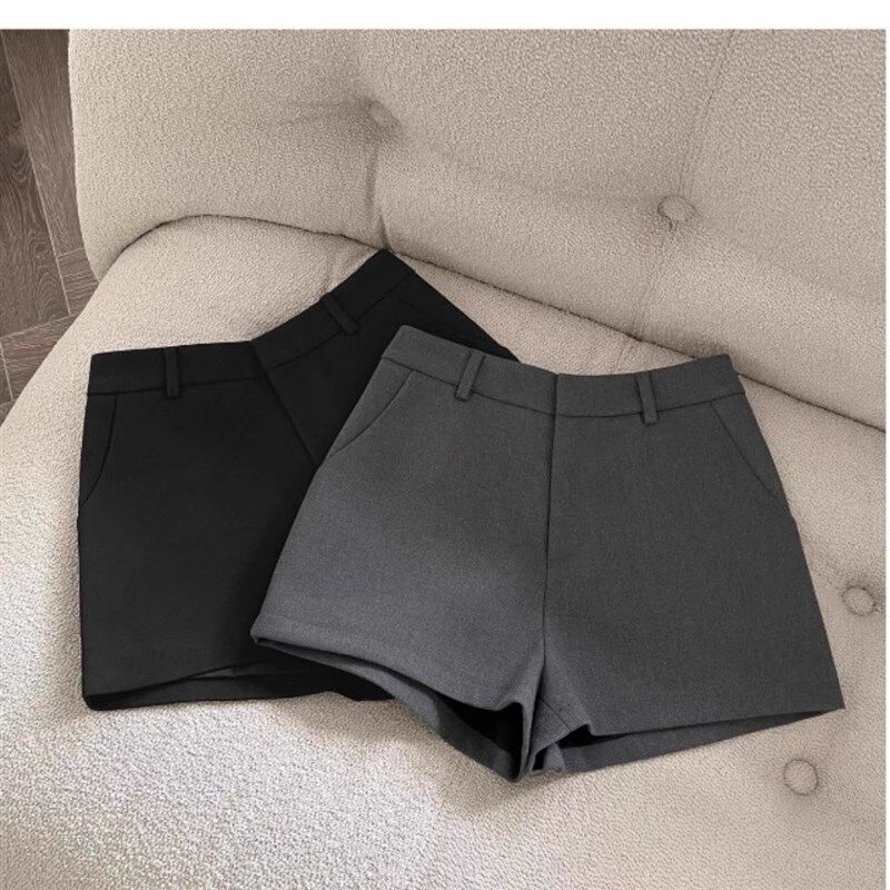 可可自制高腰黑色西装薄款短裤女2025新款女夏外穿灰色小个子显瘦