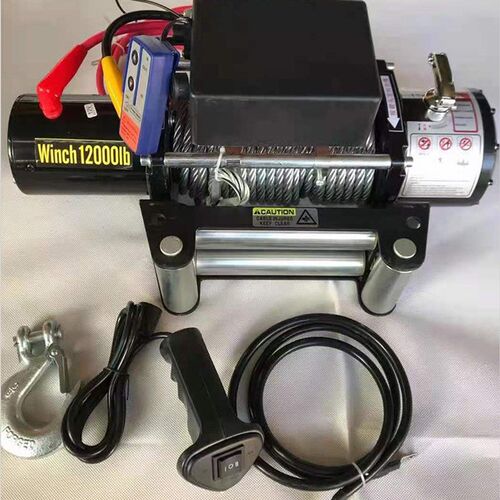 车载绞盘 钢丝绳6000磅12v24v野外自救脱O困越野车救援用电动绞盘