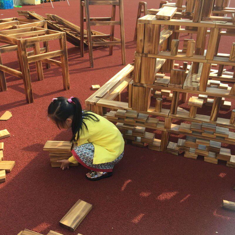 幼儿园户外炭烧积木大块大型积木搭建中空L超大型原木建构碳化玩