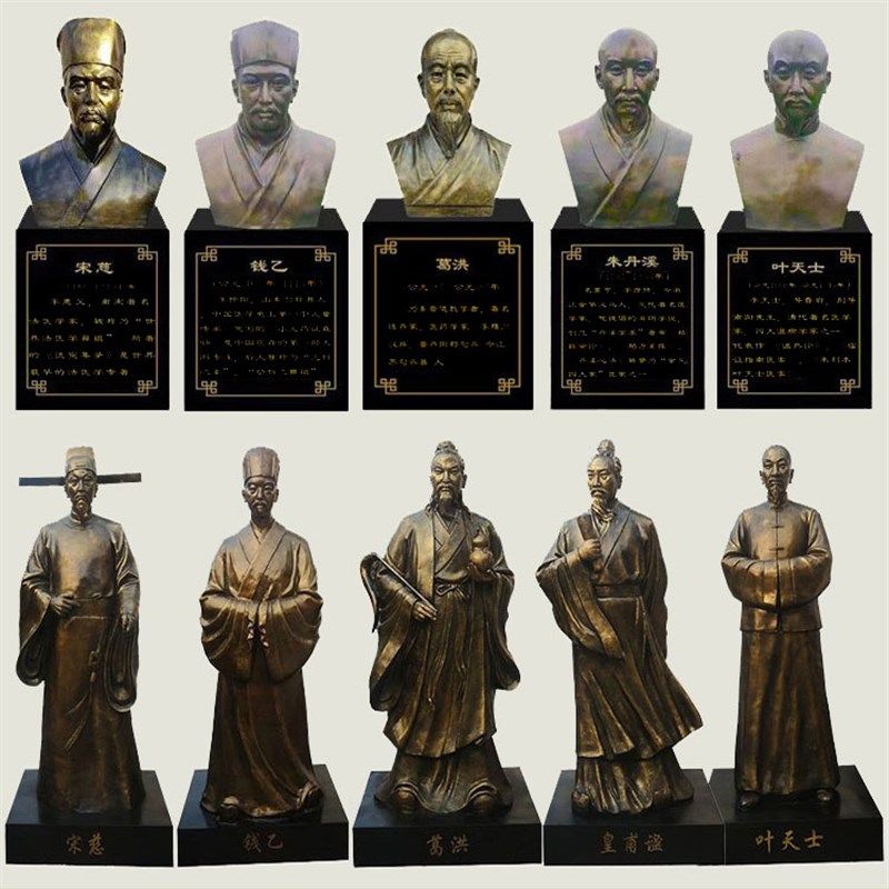 定制葛洪雕塑玻璃k钢皇甫谧雕像钱乙人物纯铜制药宋慈叶天士小摆
