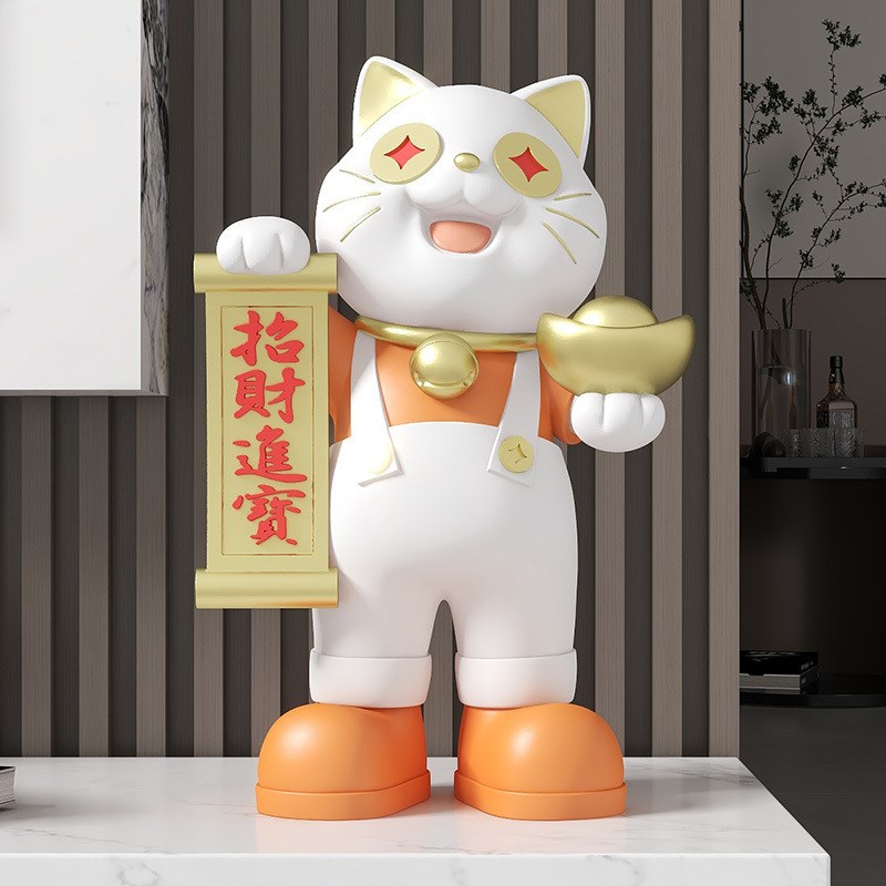创意招财进宝招财猫摆件前台收银开业伴手礼乔迁新居电视柜装饰品