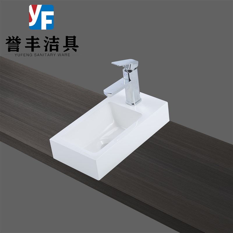 挂墙式人造石一体洗手盆微晶石台上D盆迷你挂盆浴室阳台洗脸盆小