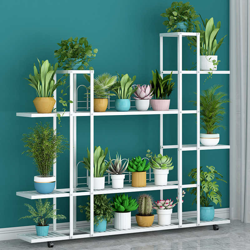 花架置物架阳台花架子客厅落地式铁艺阶I梯式多层可移动多肉花盆