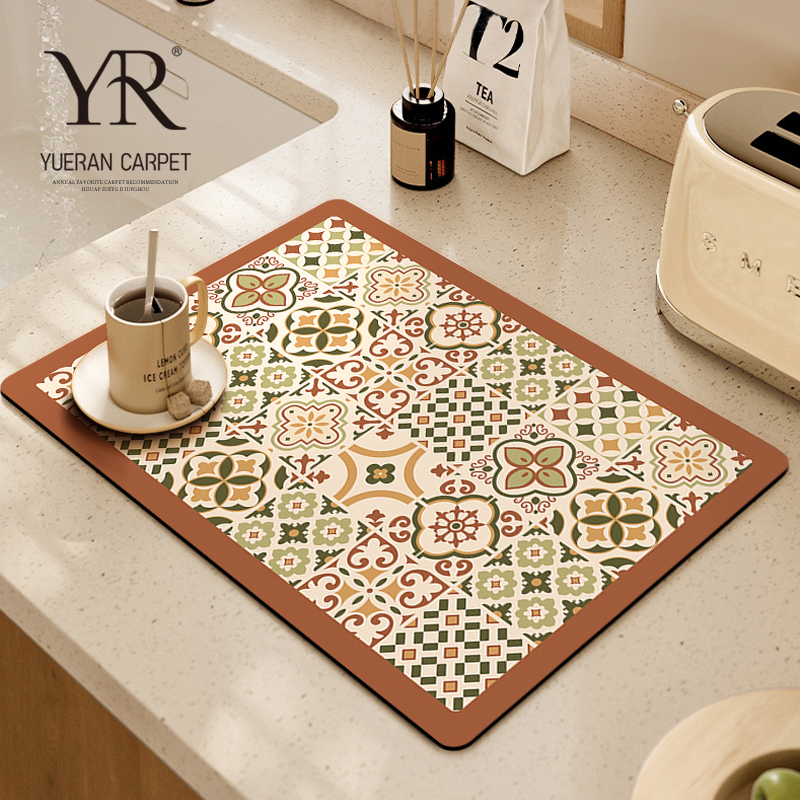 法式轻奢厨c房台面沥水垫硅藻泥吸水垫防滑垫可擦免洗桌面防水垫