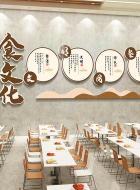 食堂文化墙贴纸珍惜节约粮食员工饭厅墙面L装饰画餐饮光碟行动标