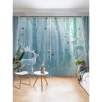 斯堪的那维亚风麋鹿小清新窗帘现代卧室客厅透光阳台窗纱窗帘