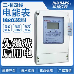 浙江华邦仪表电子式预付费电能表DTSY866 三相四线电度磁卡表40A