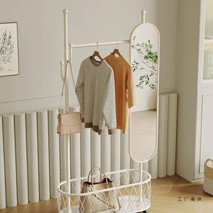 轻奢红服衣帽架穿衣一体卧室家网用落地镜多功能可镜YCM旋转挂衣