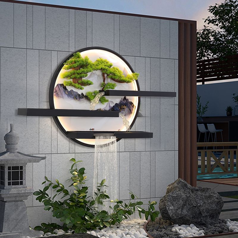 新中式户外防水水幕墙景观壁灯