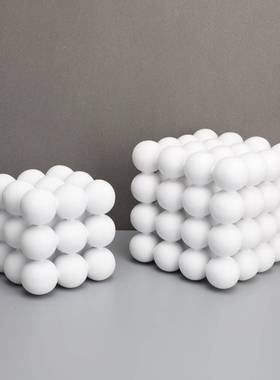 树欧111式意白色圆球堆积正方体摆件样板房创售楼脂部卧室书房装