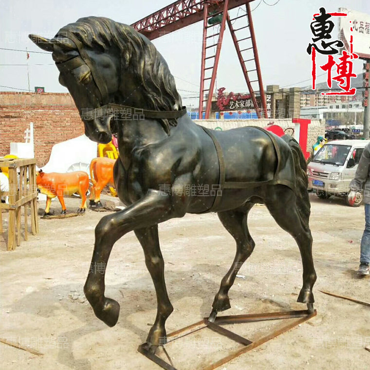 玻璃钢仿铜树脂半身马雕塑摆件