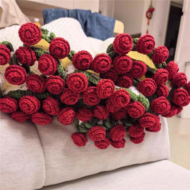 现手工花成品玫瑰毯货花朵毛A001毯铃兰花毯成品玫花束毯瑰子抱毯