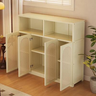塑藤餐边柜多层大量容分隔靠墙橱纳柜95213奶油风置物柜家用厨收