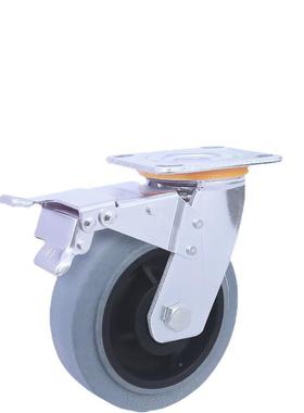 重型灰色防静万向轮4寸P5寸6寸8寸TR橡胶电静音轮工导394电业轮轱